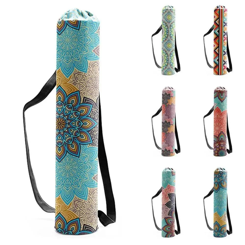 Woman Yoga Bag Yoga Mat Bag Men Sports Mat Bag Printed Canvas Drawstring Yoga Bag