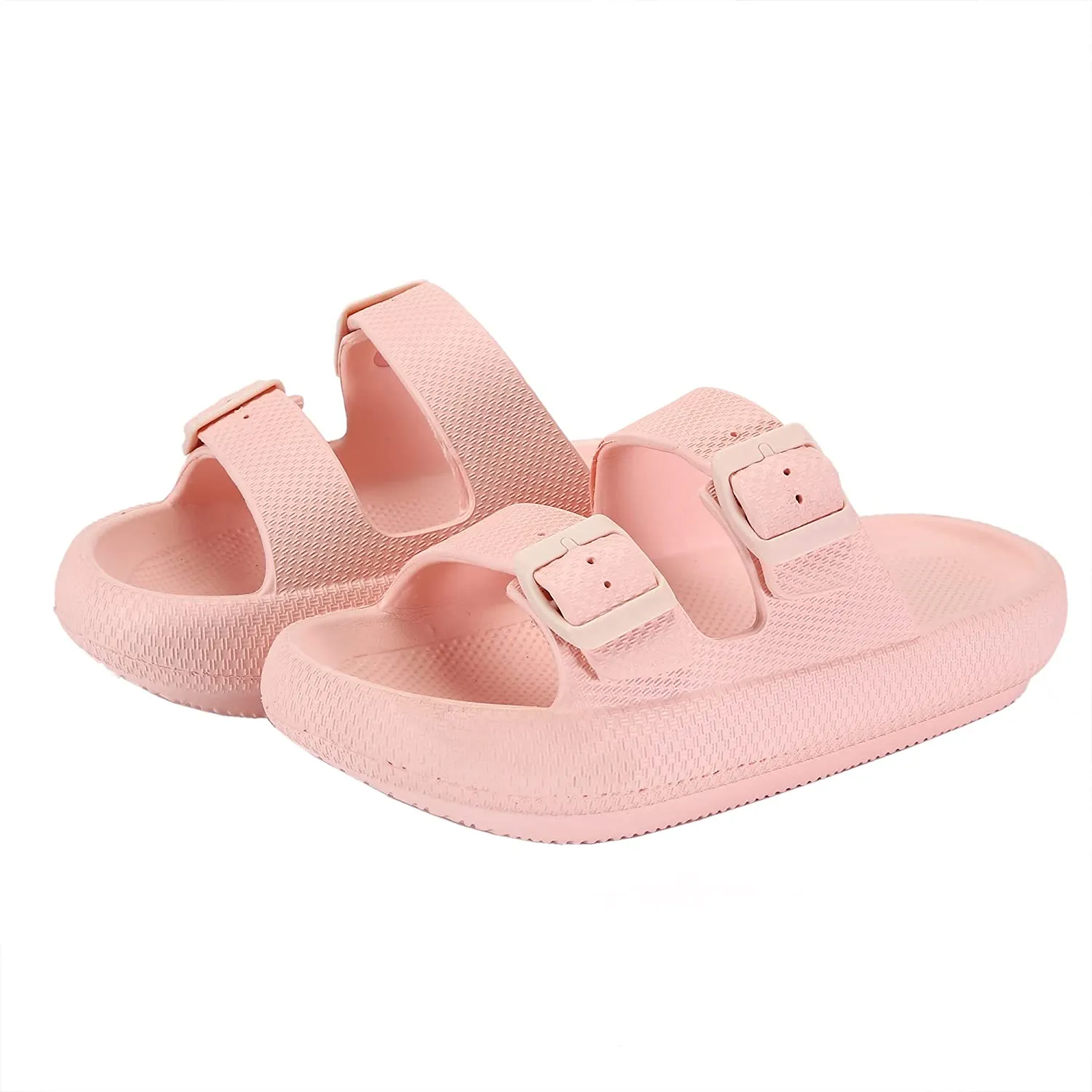 Women Men Cloud Slides for Quick Drying Non-Slip Double Buckle Pool Beach Sandals Open Toe Soft Thick Sole Cushioned Pillow Slippers Bathroom Massage Spa Shower Shoes