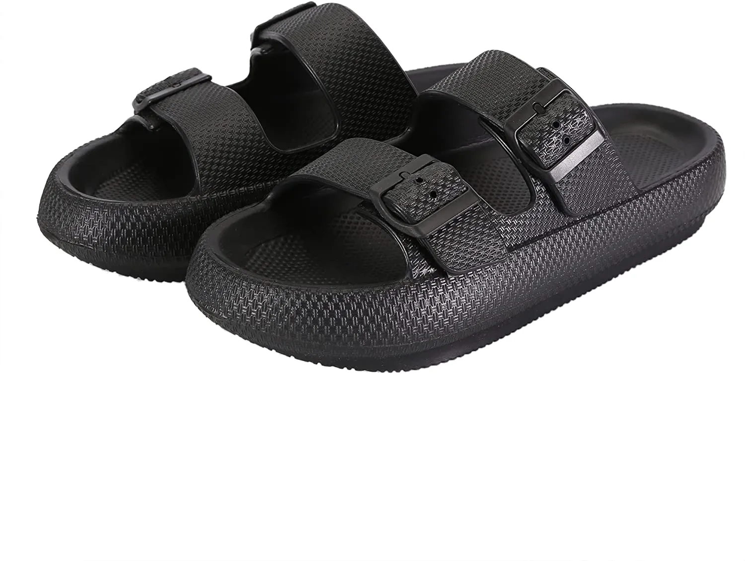 Women Men Cloud Slides for Quick Drying Non-Slip Double Buckle Pool Beach Sandals Open Toe Soft Thick Sole Cushioned Pillow Slippers Bathroom Massage Spa Shower Shoes