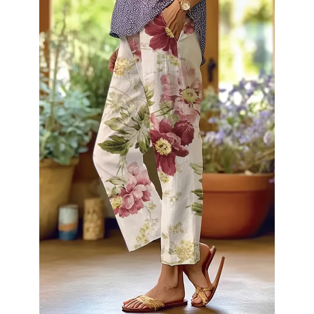 Women's Summer Floral Cropped Pants | Low Waist