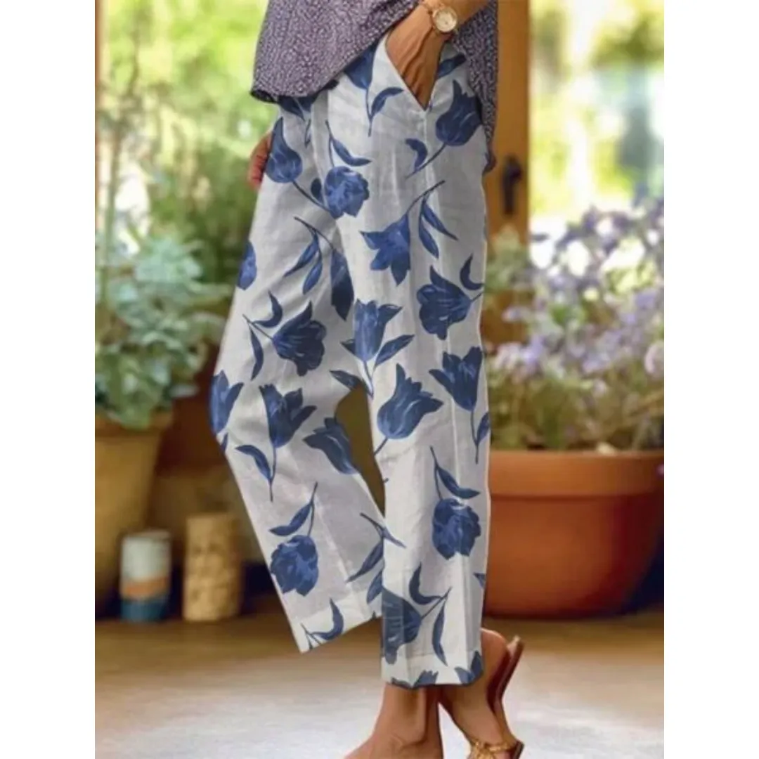 Women's Summer Floral Cropped Pants | Low Waist