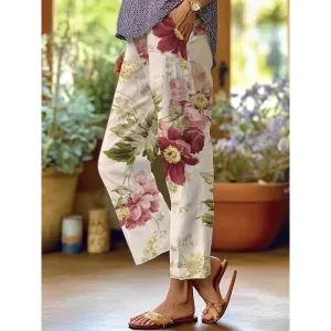 Women's Summer Floral Cropped Pants | Low Waist