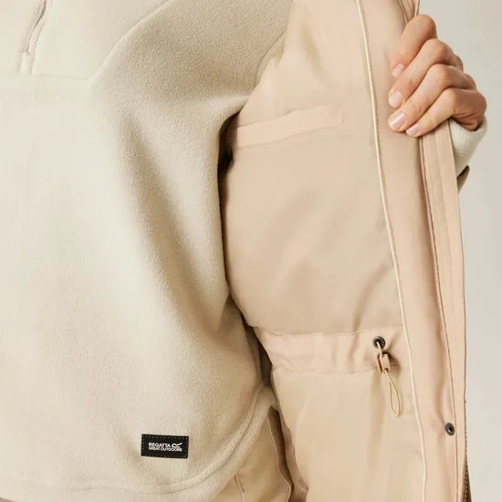Women's Yarli Waterproof Longline Jacket Warm Taupe Light Vanilla