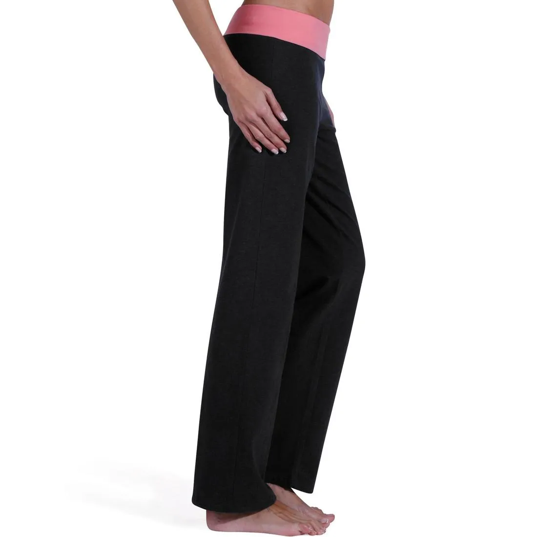 Women's Yoga Organic Cotton Bottoms - Mottled Grey / Coral