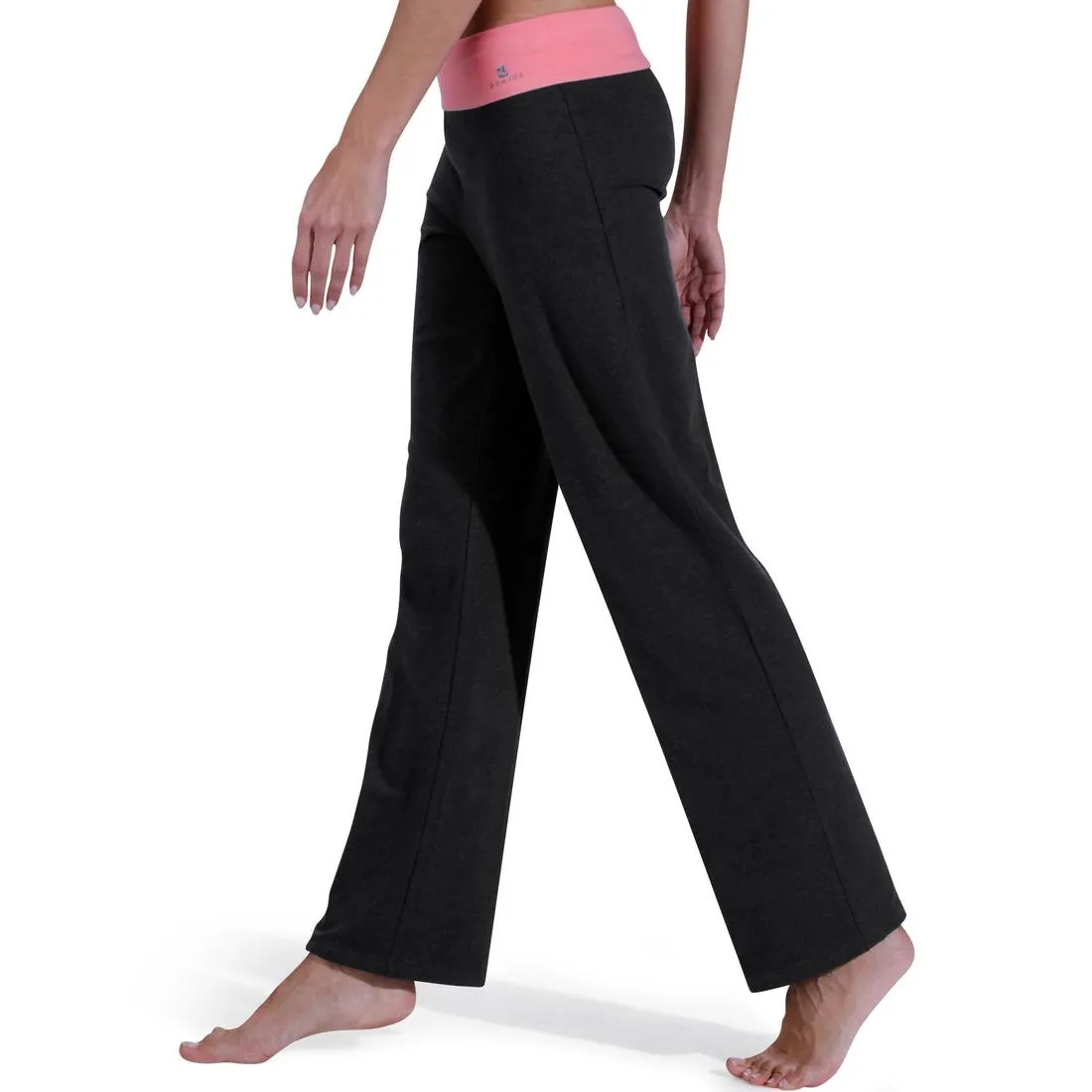 Women's Yoga Organic Cotton Bottoms - Mottled Grey / Coral