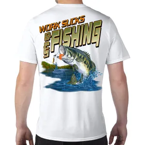 Work Sucks, Let's Go Fishing Performance Tech T-Shirt