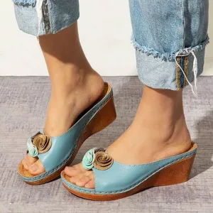 Ximena® | Comfortable leather flower sandals