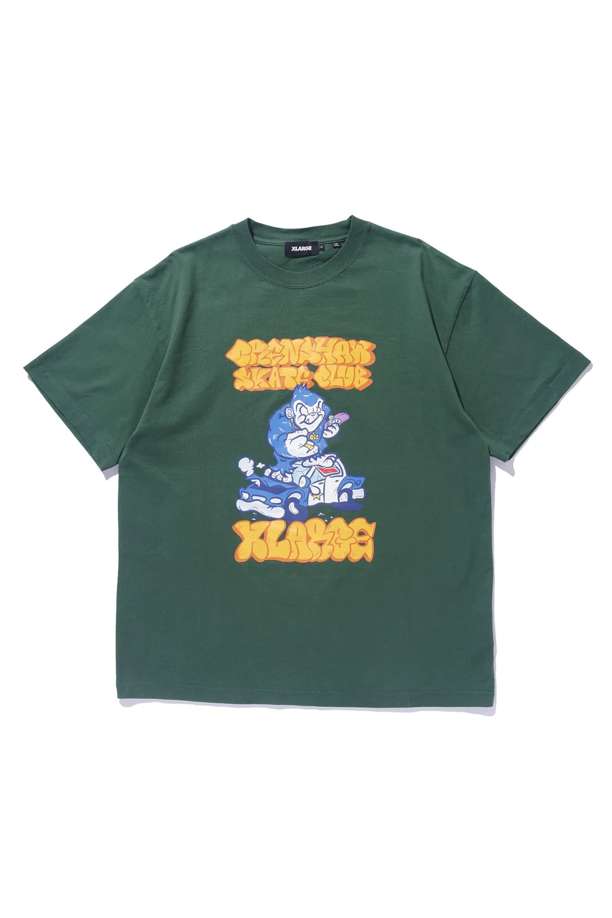 XLARGE x CSC VANDALISED POLICE CAR TEE - GREEN