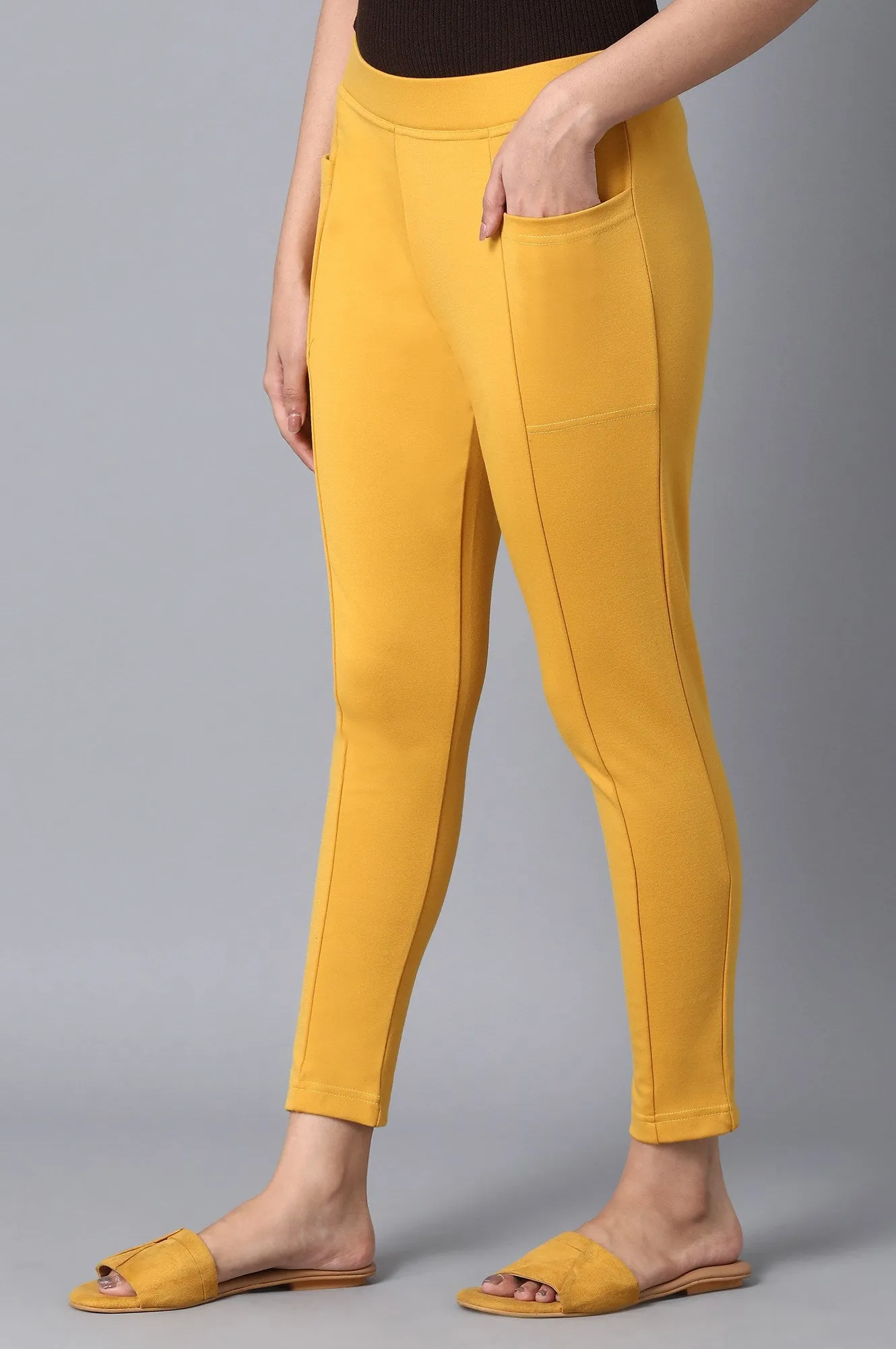 Yellow Solid Yoga Tights