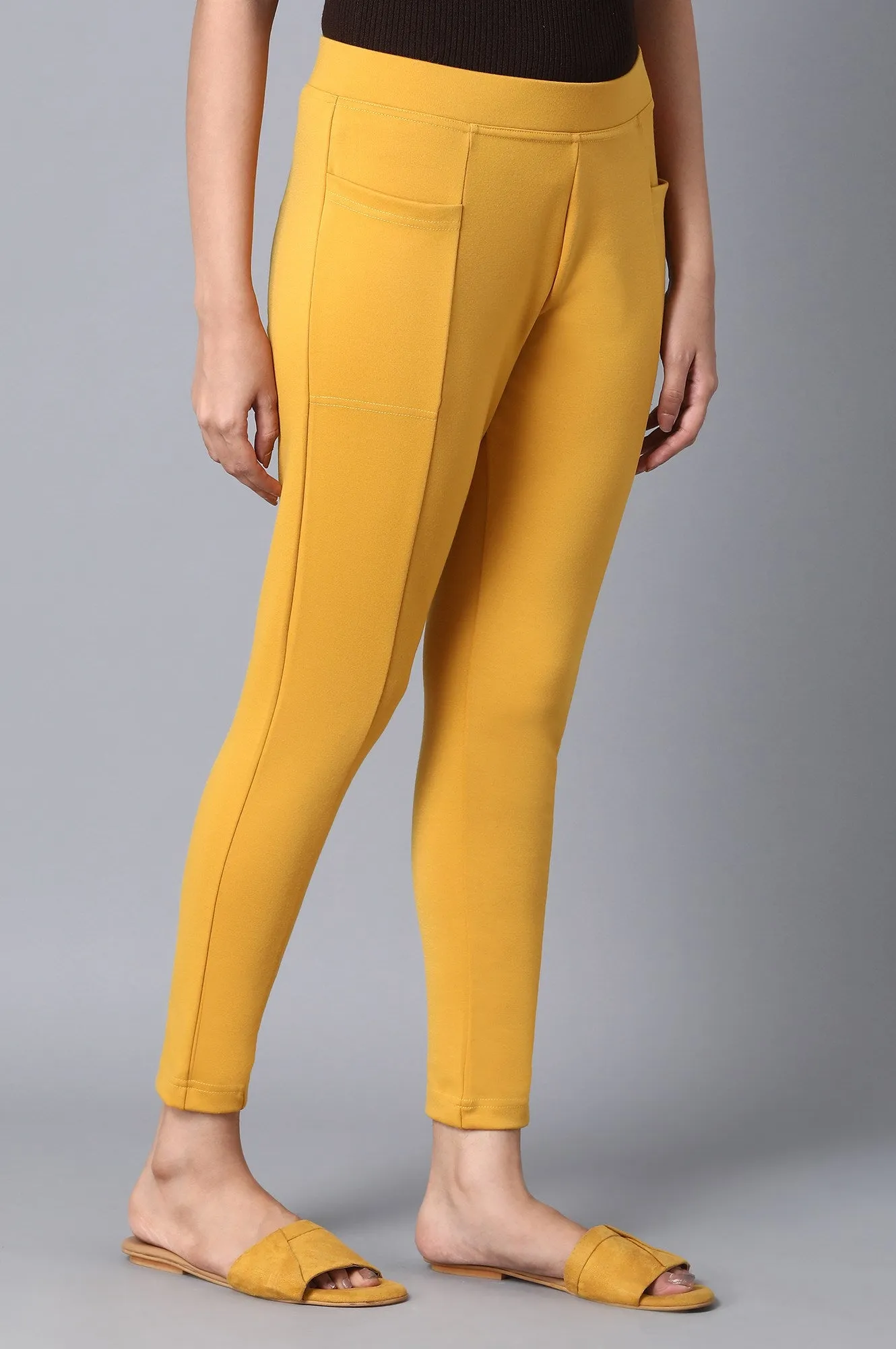 Yellow Solid Yoga Tights