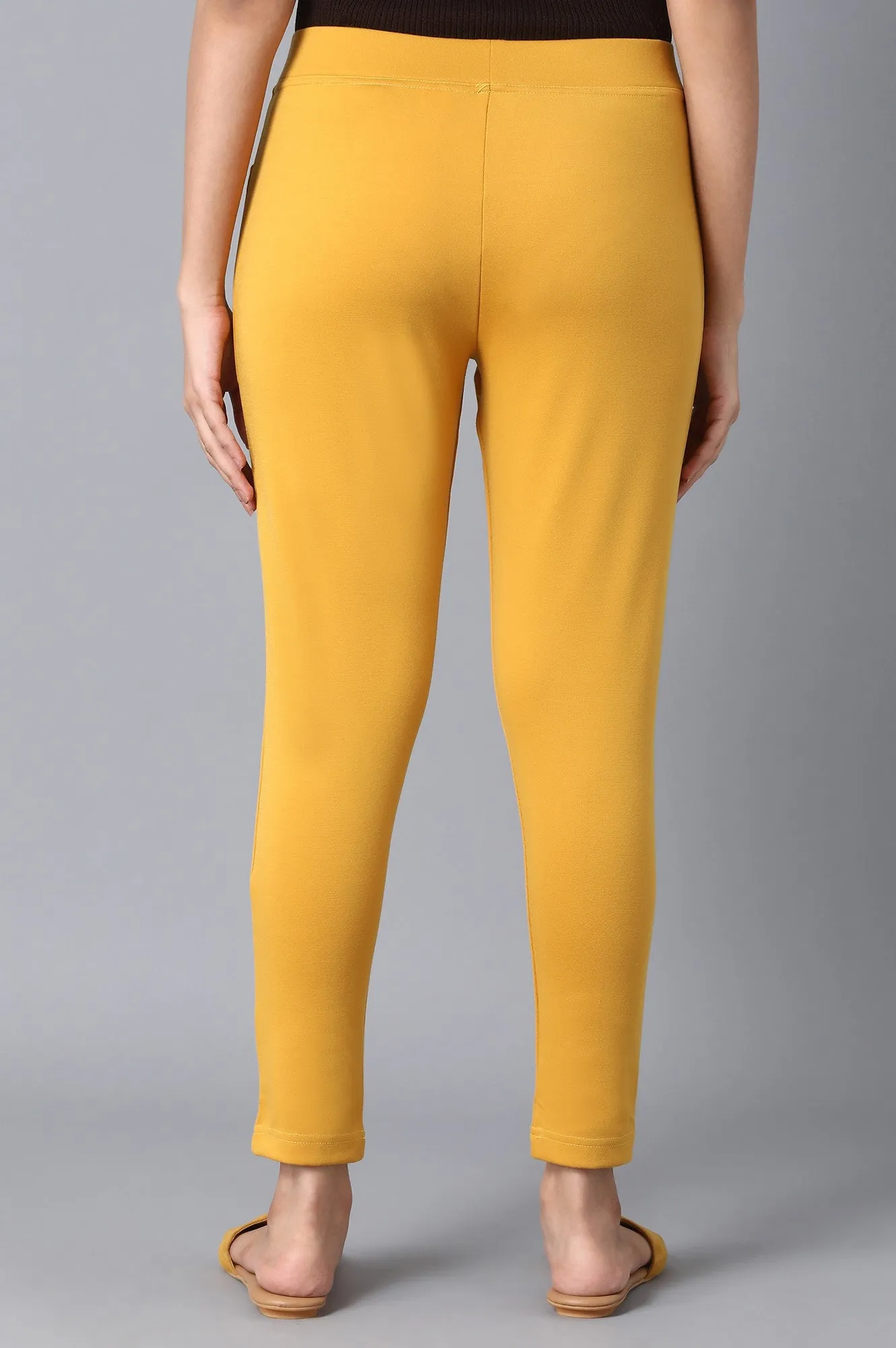 Yellow Solid Yoga Tights