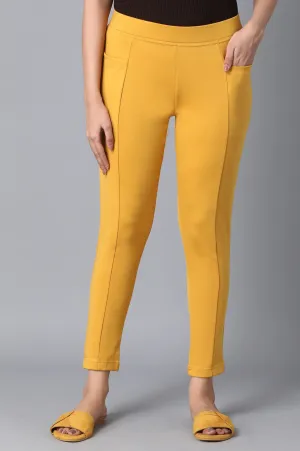 Yellow Solid Yoga Tights