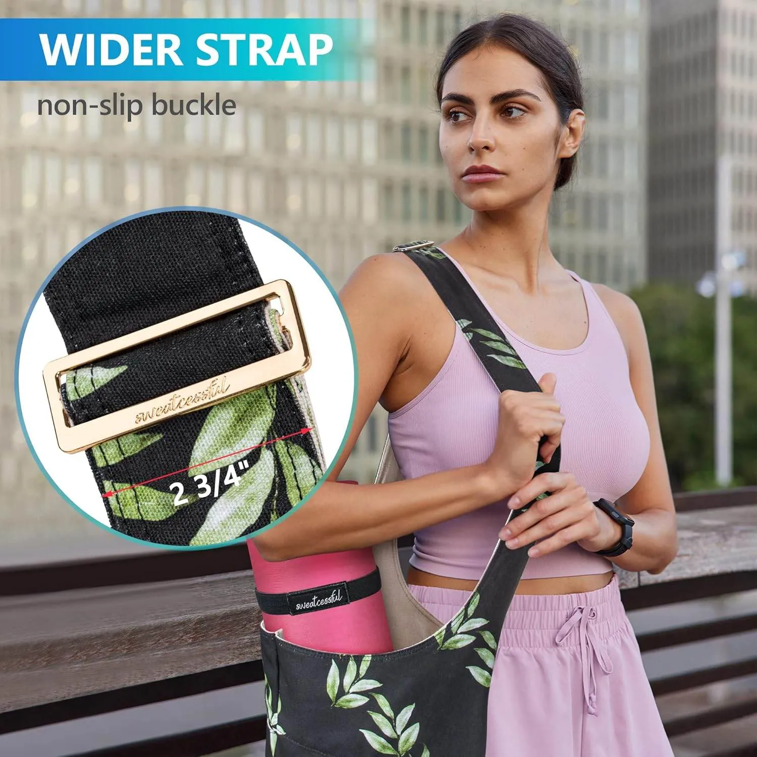 Yoga Mat Bag - Fits Most Size Mats - Holds More Yoga Accessories - Extra-Large, Multi-Functional Tote With Pockets - Wide, Adjustable Shoulder Strap