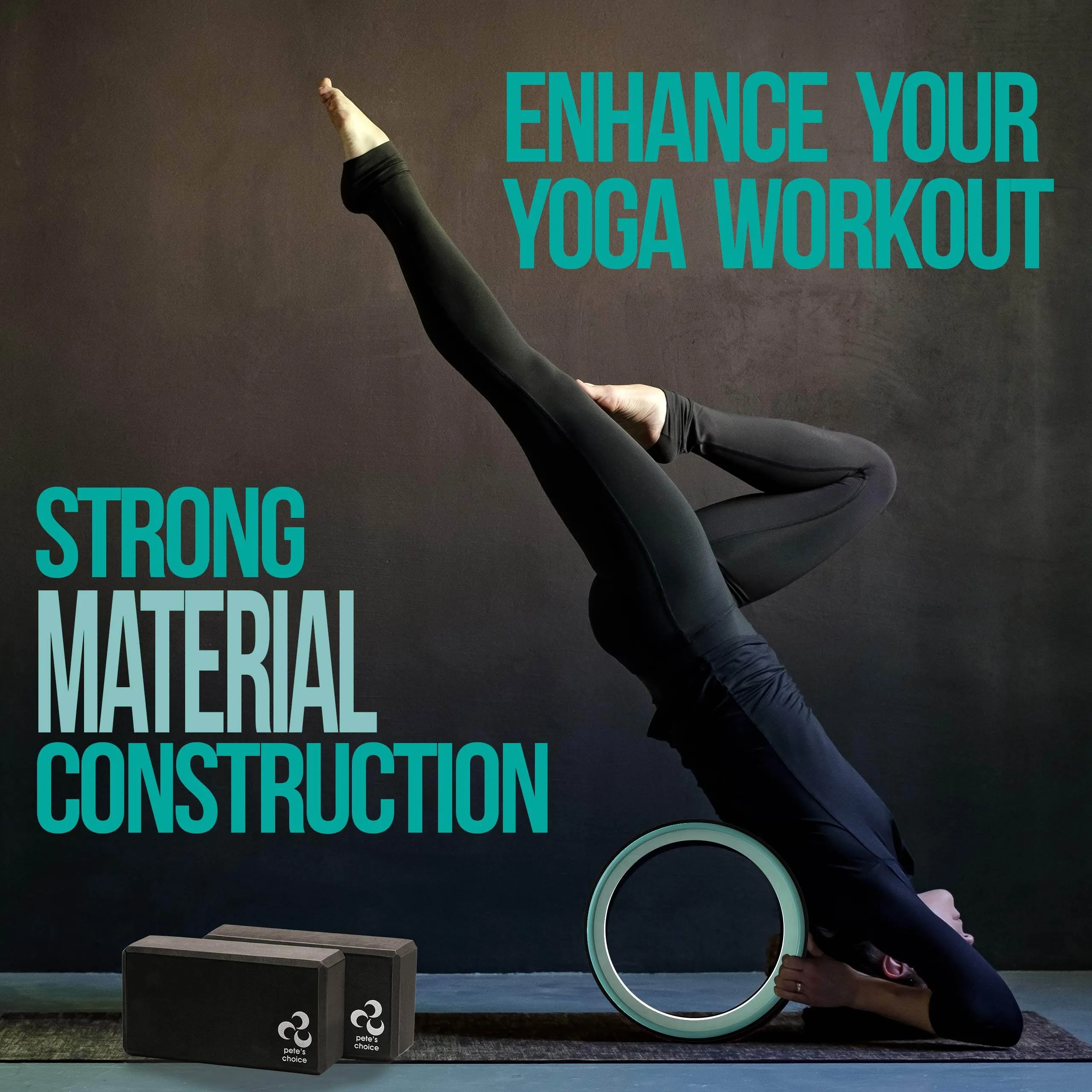 Yoga Set for Beginners – Yoga Wheel Kit   2 Yoga Blocks, BONUS eBook & FREE Yoga Strap | Yoga Starter Kit for Beginners | Ideal Yoga Gift