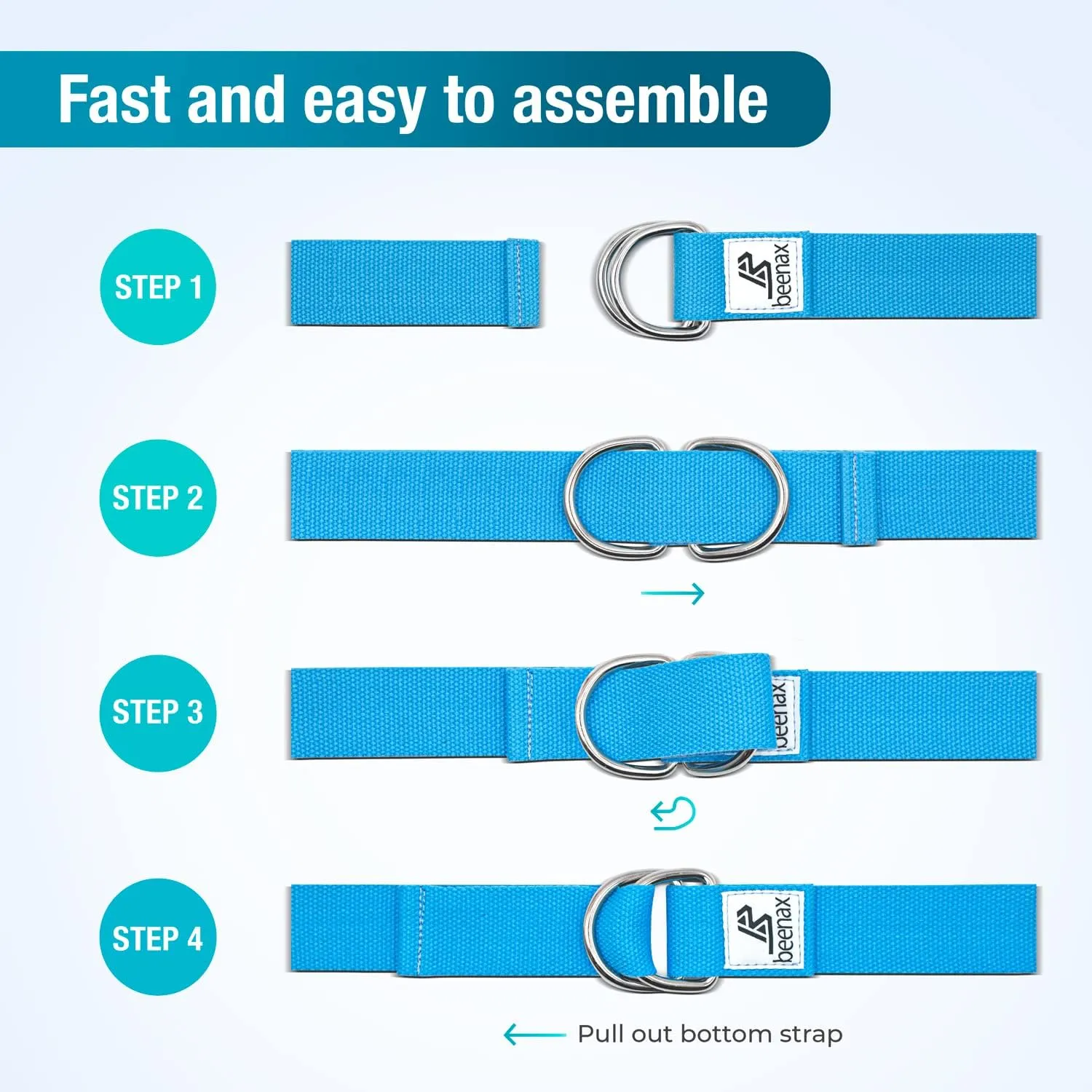 Yoga Strap Belt 1.85M, 2.45M - Blue