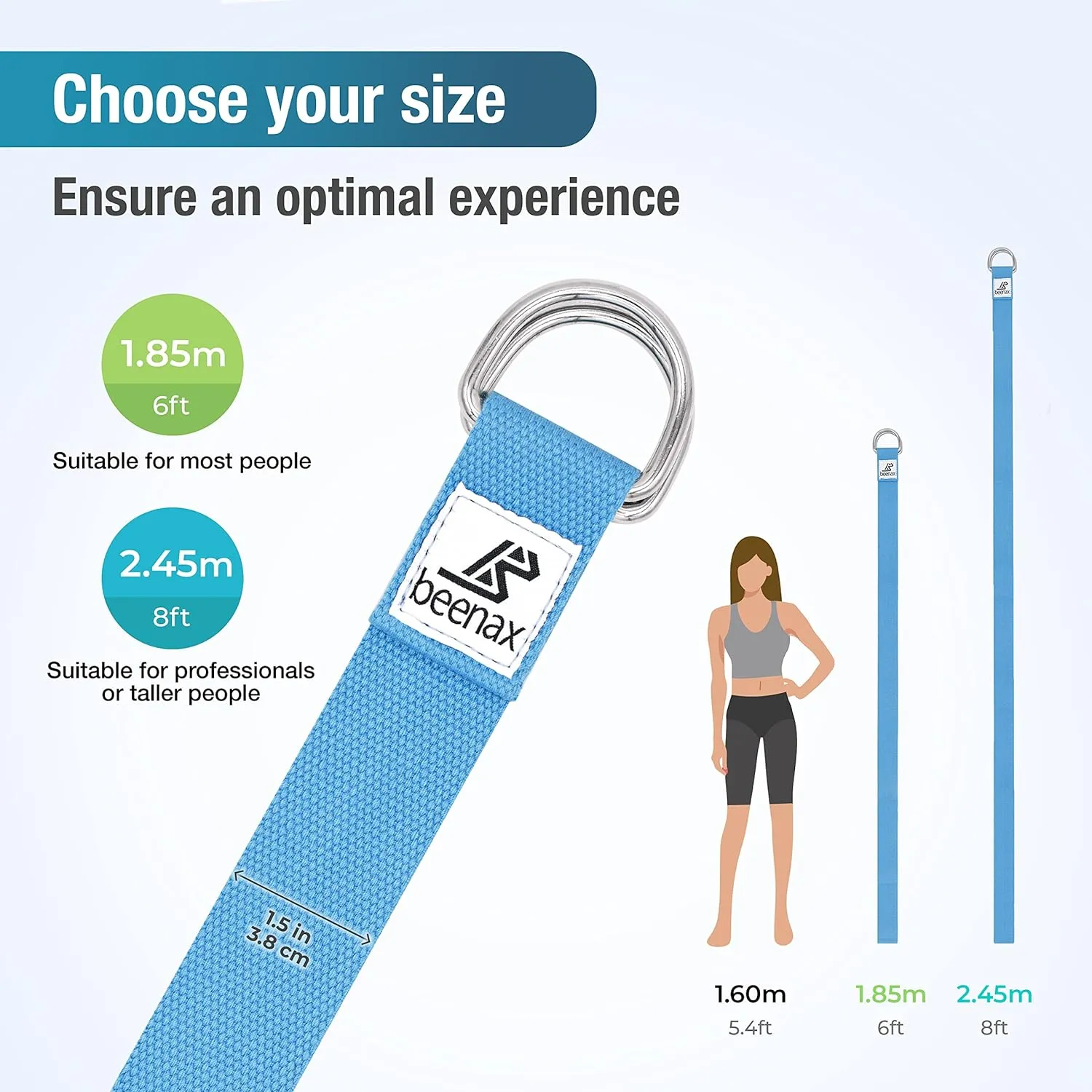 Yoga Strap Belt 1.85M, 2.45M - Blue
