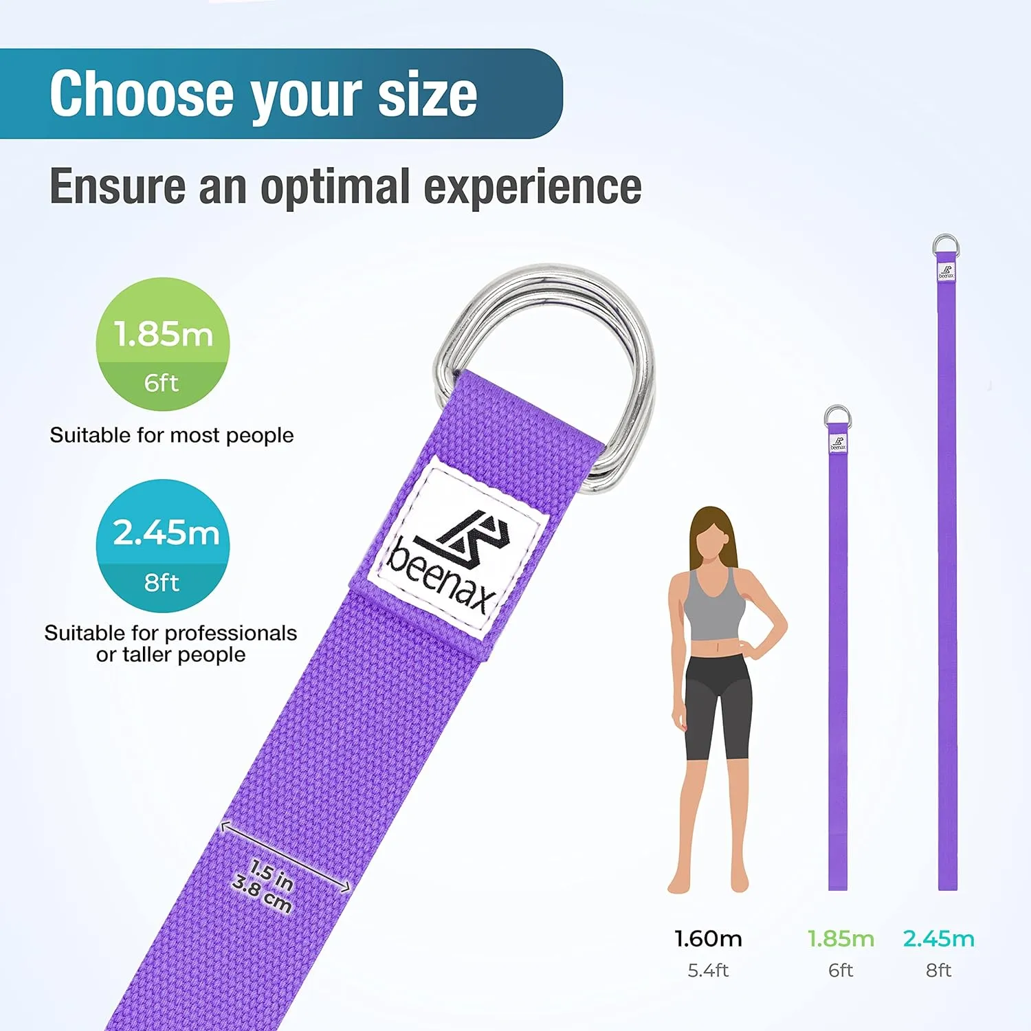 Yoga Strap Belt 1.85M, 2.45M - Purple