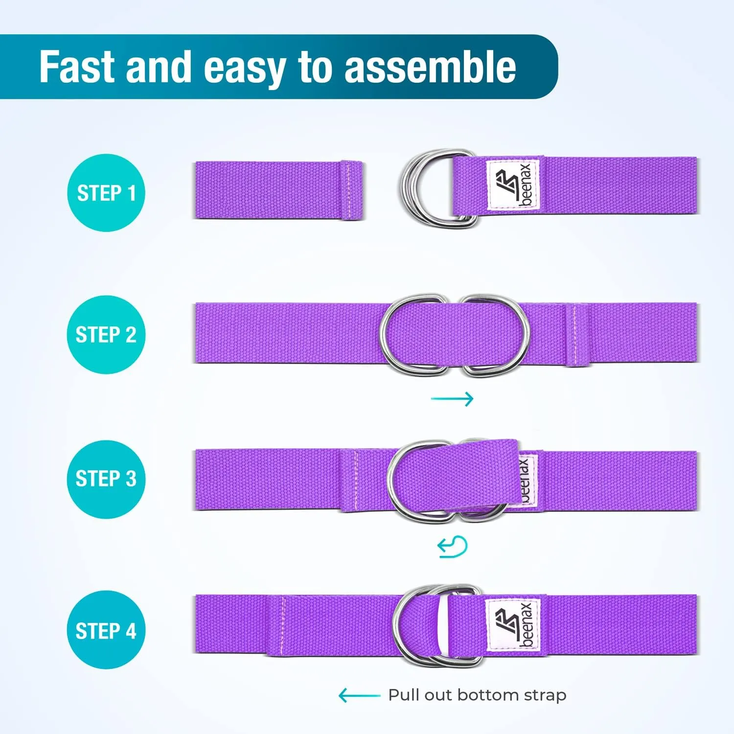Yoga Strap Belt 1.85M, 2.45M - Purple