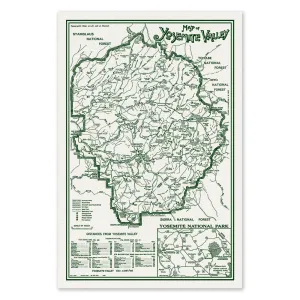 Yosemite Valley National Park Map Screen Print